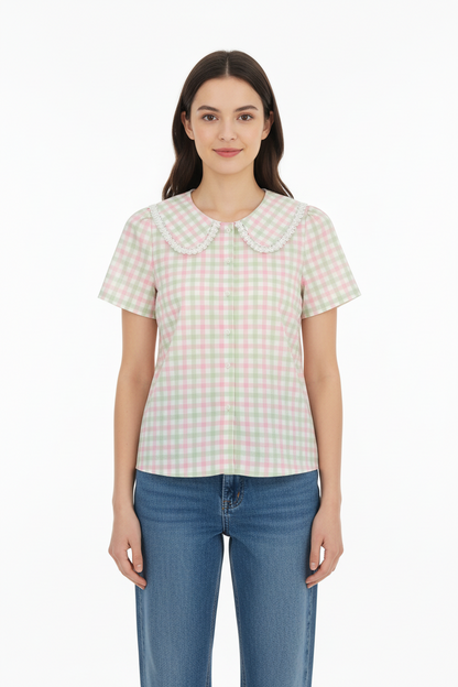 TH2782 PINK GREEN GINGHAM(7 Piece)