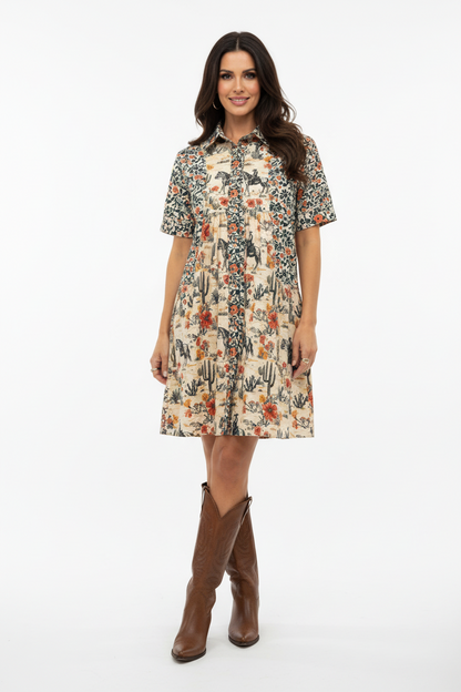 TH5011 FLORAL COWBOY DRESS SS (7 Piece)