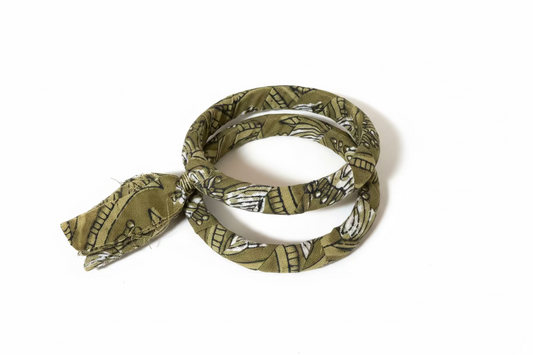TH1153 FABRIC DOUBEL BANGLE- OLIVE