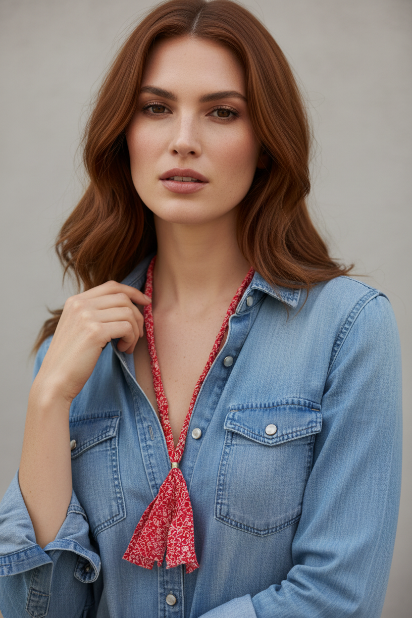 TH1155 FABRIC NECKLACE -RED