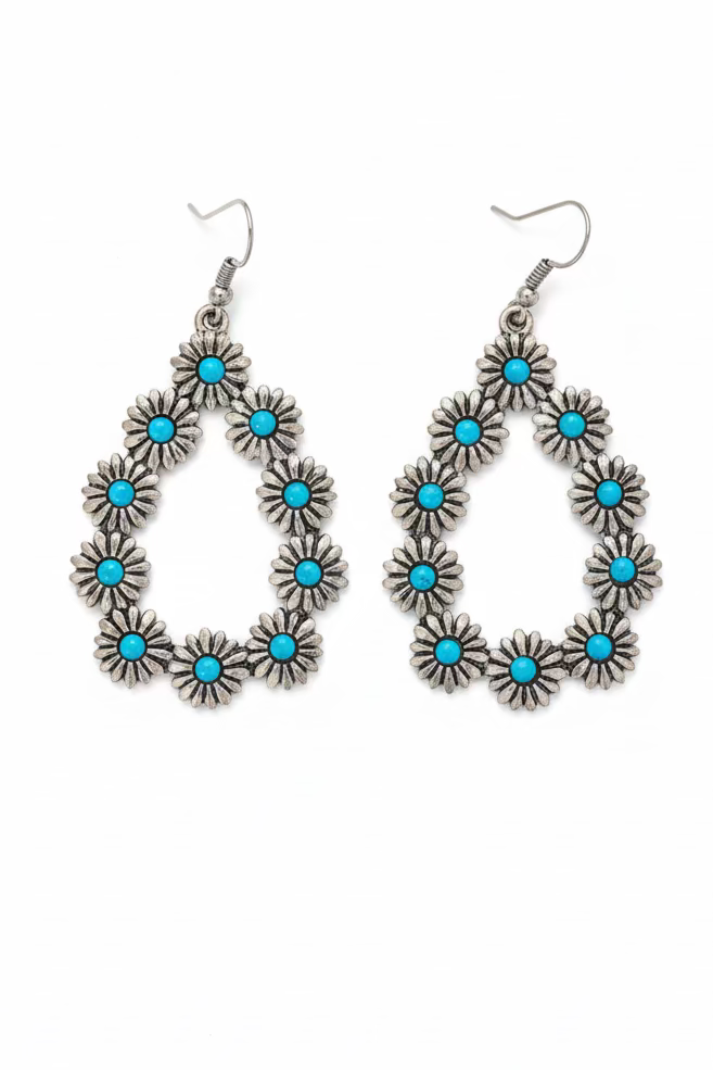 7242 T69 SILVER DAISY TEARDROP ER