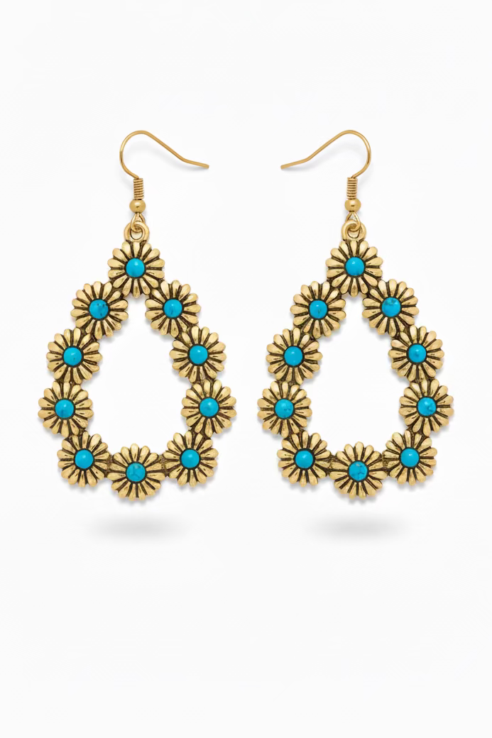 7242 T69 ANTIQUE GOLD DAISY TEARDROP ER