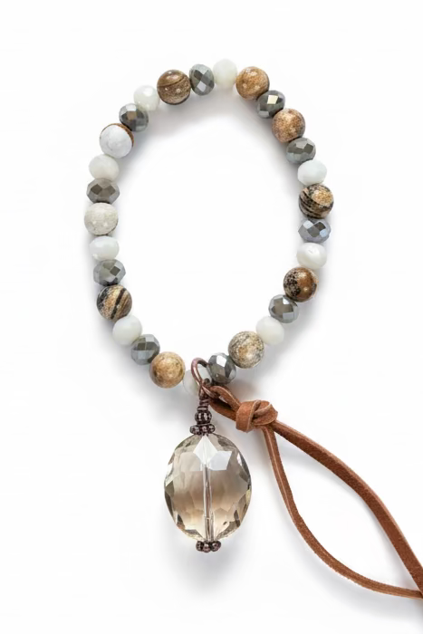 BEAD BRACELET W/ CRYSTAL CHARM