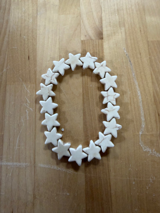 123100 R1-87 STAR STRETCH BRACELET BONE