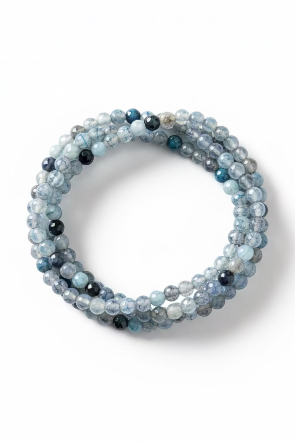 THREE TINY BLUE STRETCH BRACELET (SET OF 3)