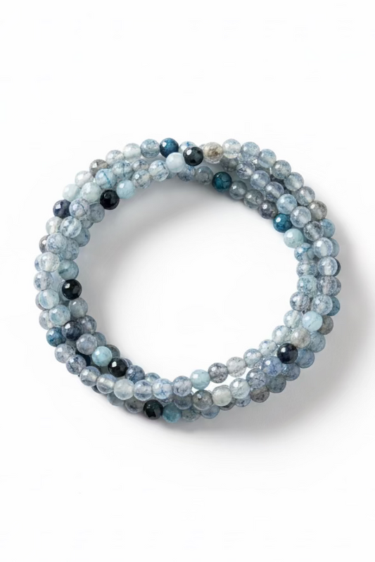 THREE TINY BLUE STRETCH BRACELET (SET OF 3)