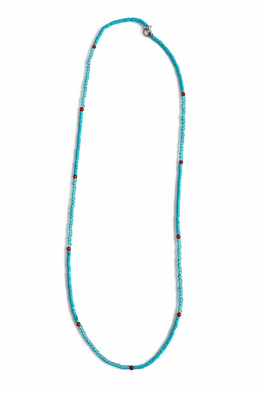 MINI TURQ W RED BEAD NL