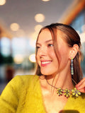 1220 HH221 Chartreuse Floral Statement Necklace – 16 Inch