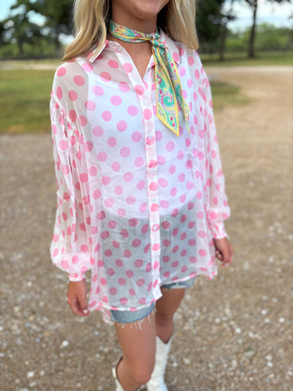 TH2776 PINK  POLKA DOTS (7 PIECE)