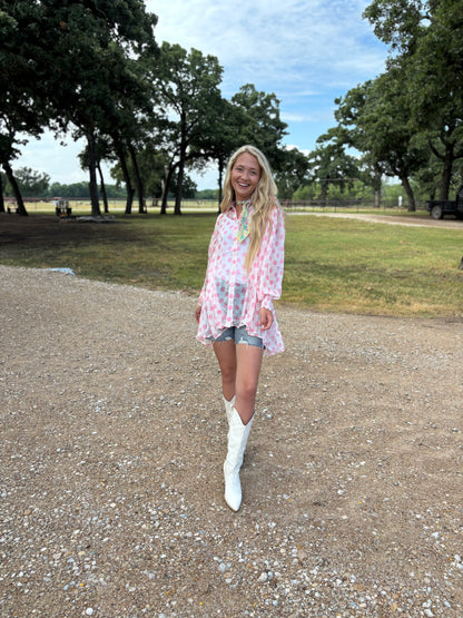 TH2776 PINK  POLKA DOTS (7 PIECE)