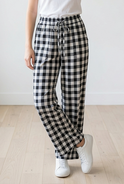 TH2109  BLACK GINGHAM  PANT (7 Piece)