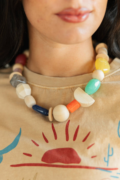 6662 HH241 MU Multicolor Mixed Bead Statement Necklace
