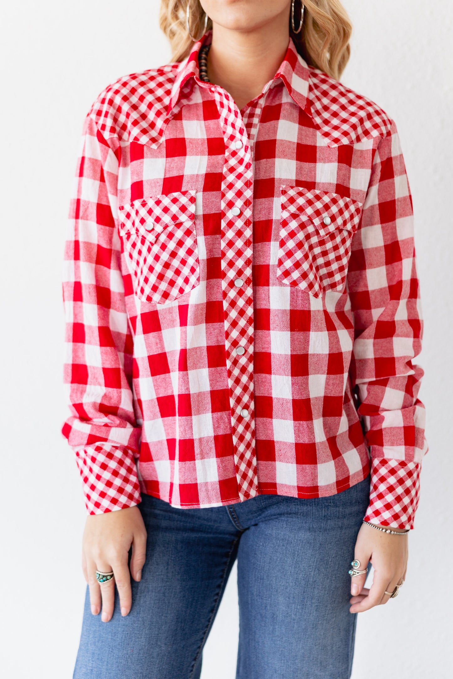 TH21 RED MIXED GINGHAM TOP (7 Pieces)
