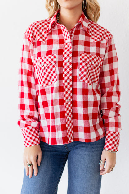 TH21 RED MIXED GINGHAM TOP (7 Pieces)