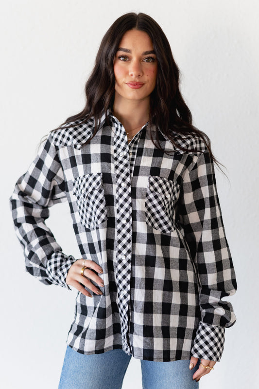 TH21  BLACK MIXED GINGHAM TOP (7 Pieces)