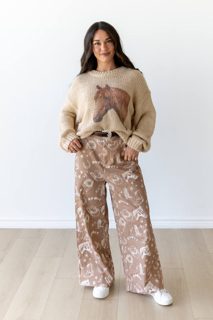 TH8001 TAN WESTERN THINGS JEANS (7 Piece)