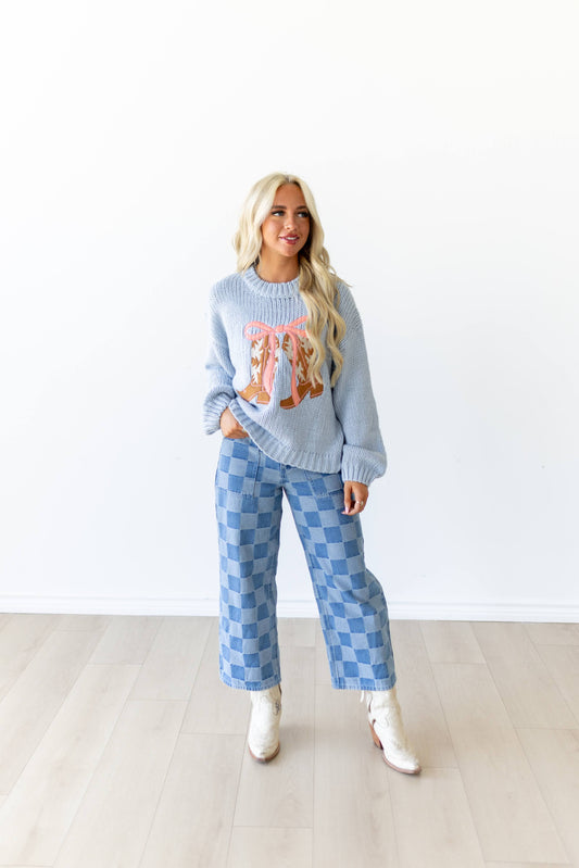 VR2178 BLUE BOW SWEATER (7 PIECE- WOMEN)
