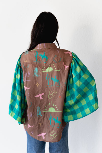 TH102 GREEN TURQ GINGHAM WESTERN STUFF (7 Piece)