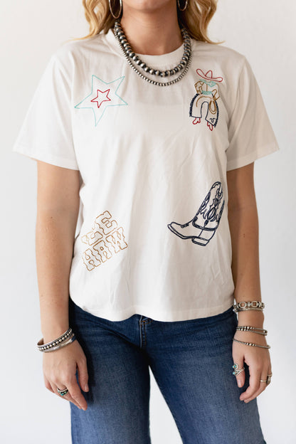 TH1401 YEEHAW STAR EMBROIDERY TEE (7 Piece)