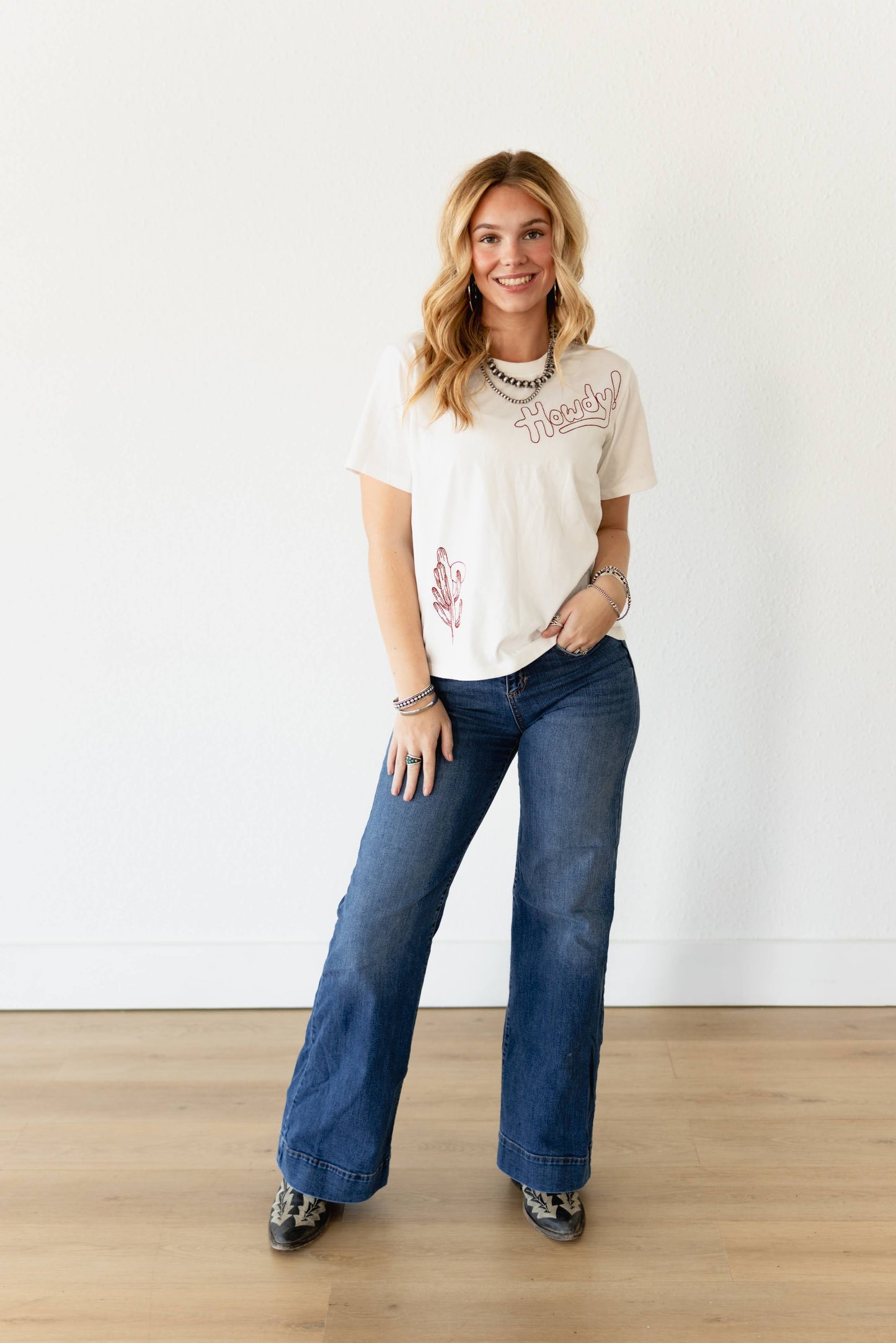 VR1401 S131 HOWDY CACTUS EMBROIDERY TEE (OPEN)
