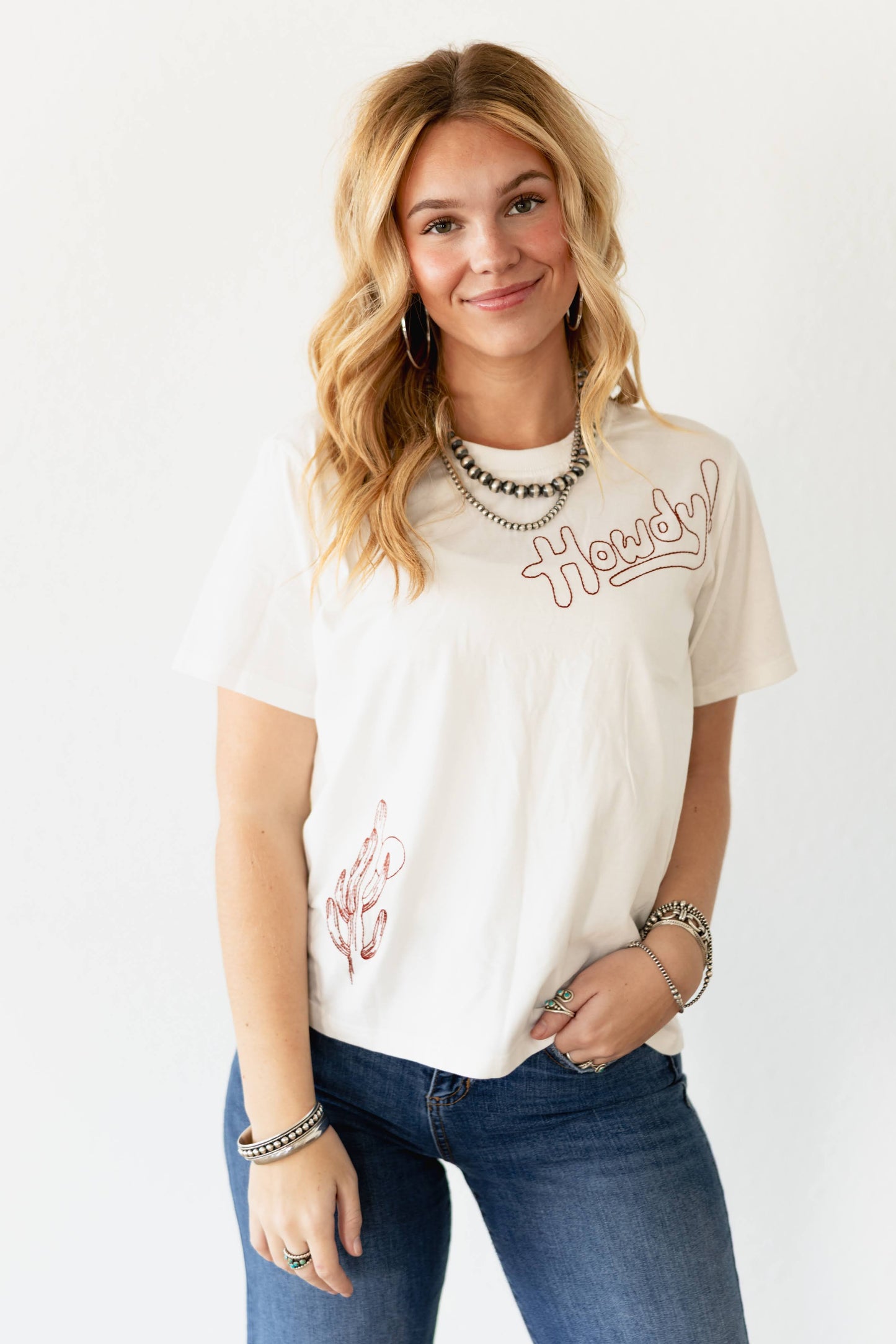 VR1401 S131 HOWDY CACTUS EMBROIDERY TEE (OPEN)