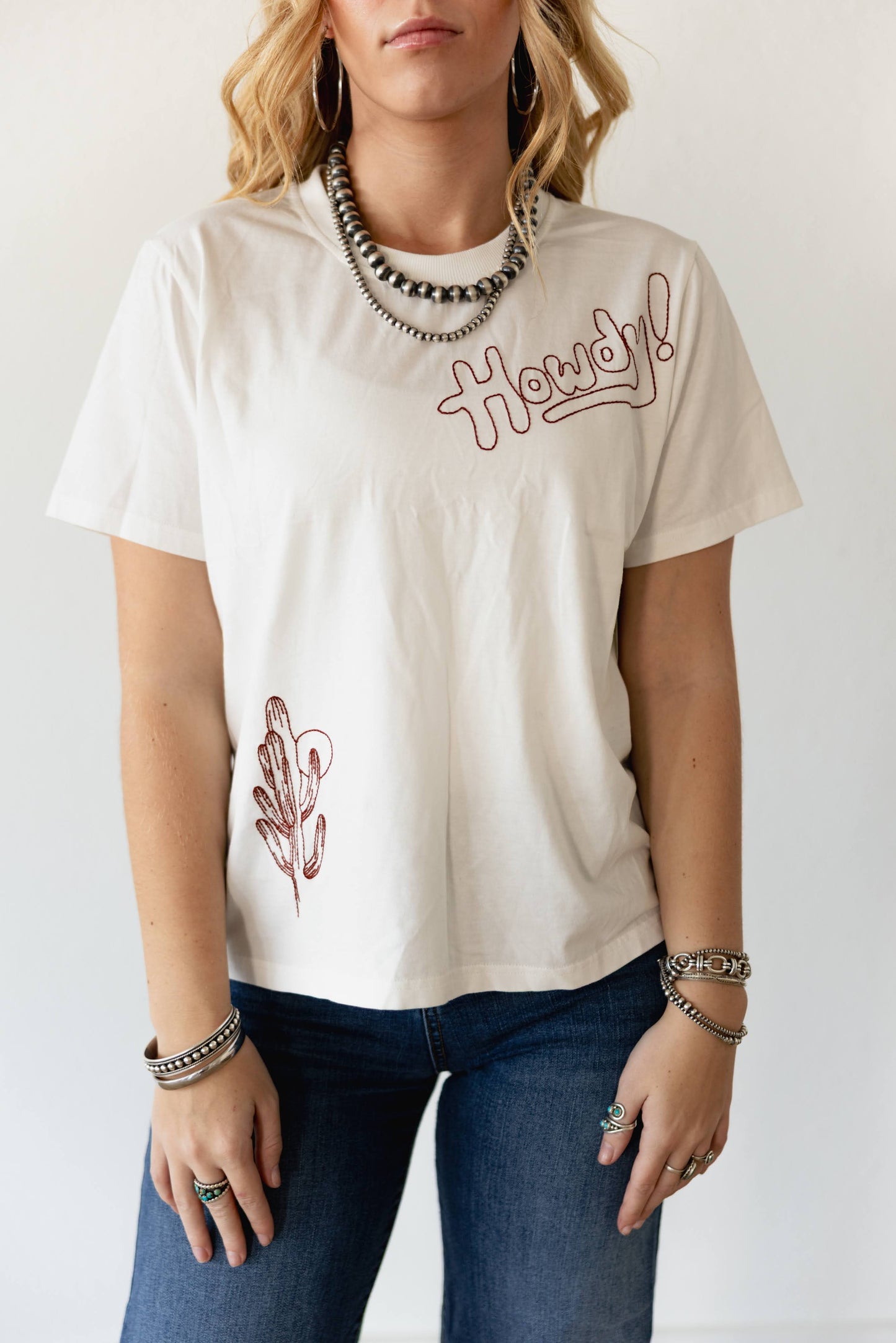 VR1401 S131 HOWDY CACTUS EMBROIDERY TEE (OPEN)