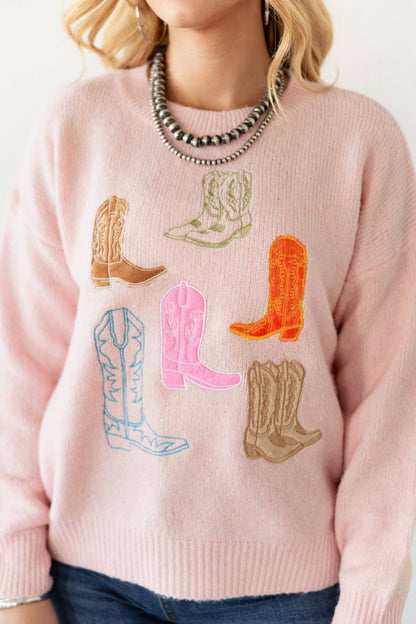 VR2488 PINK MULTI BOOT SWEATER (7 PIECE- WOMEN)