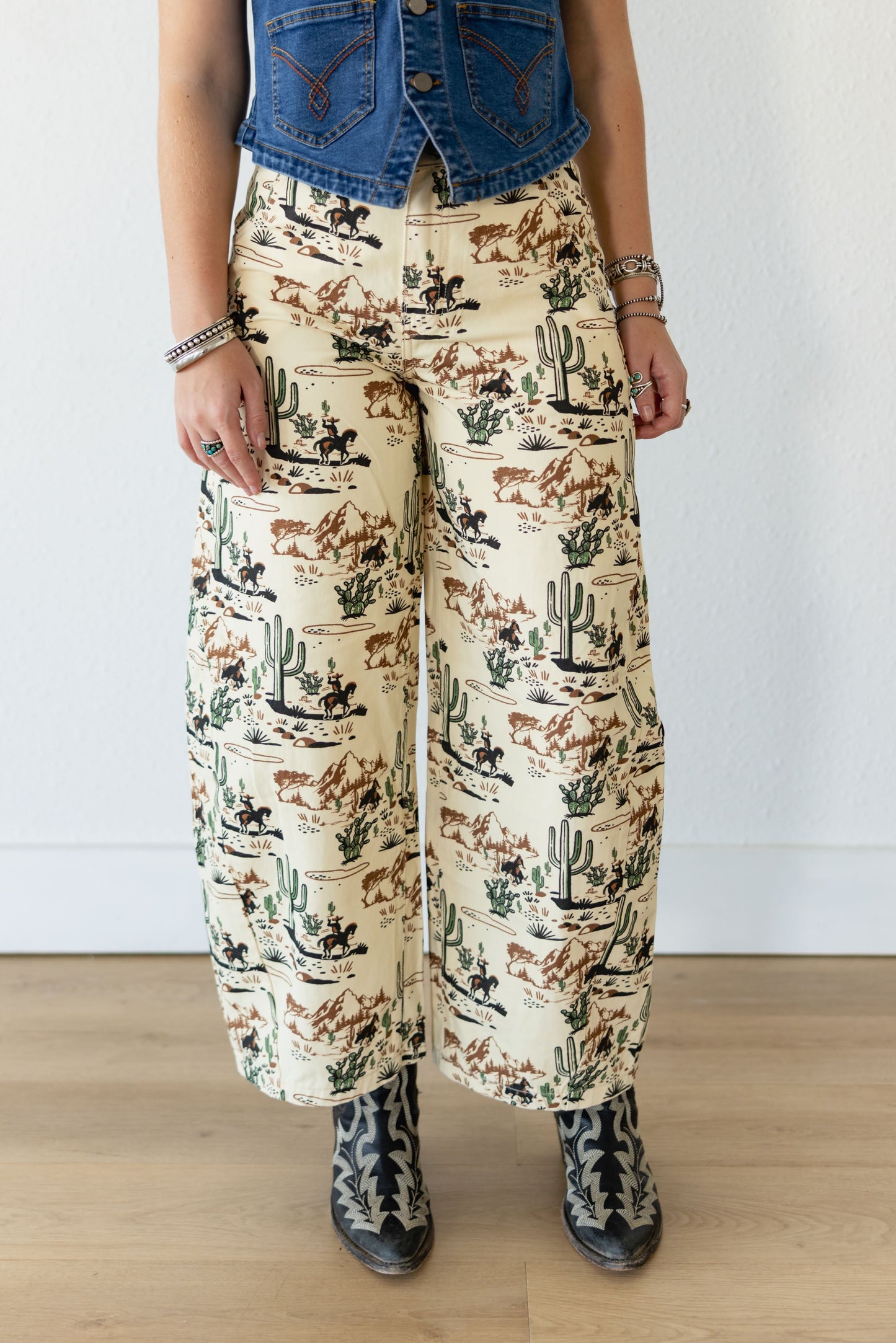 TH61 S366 COWBOY CACTUS WIDE LEGGED JEAN (1 Piece)