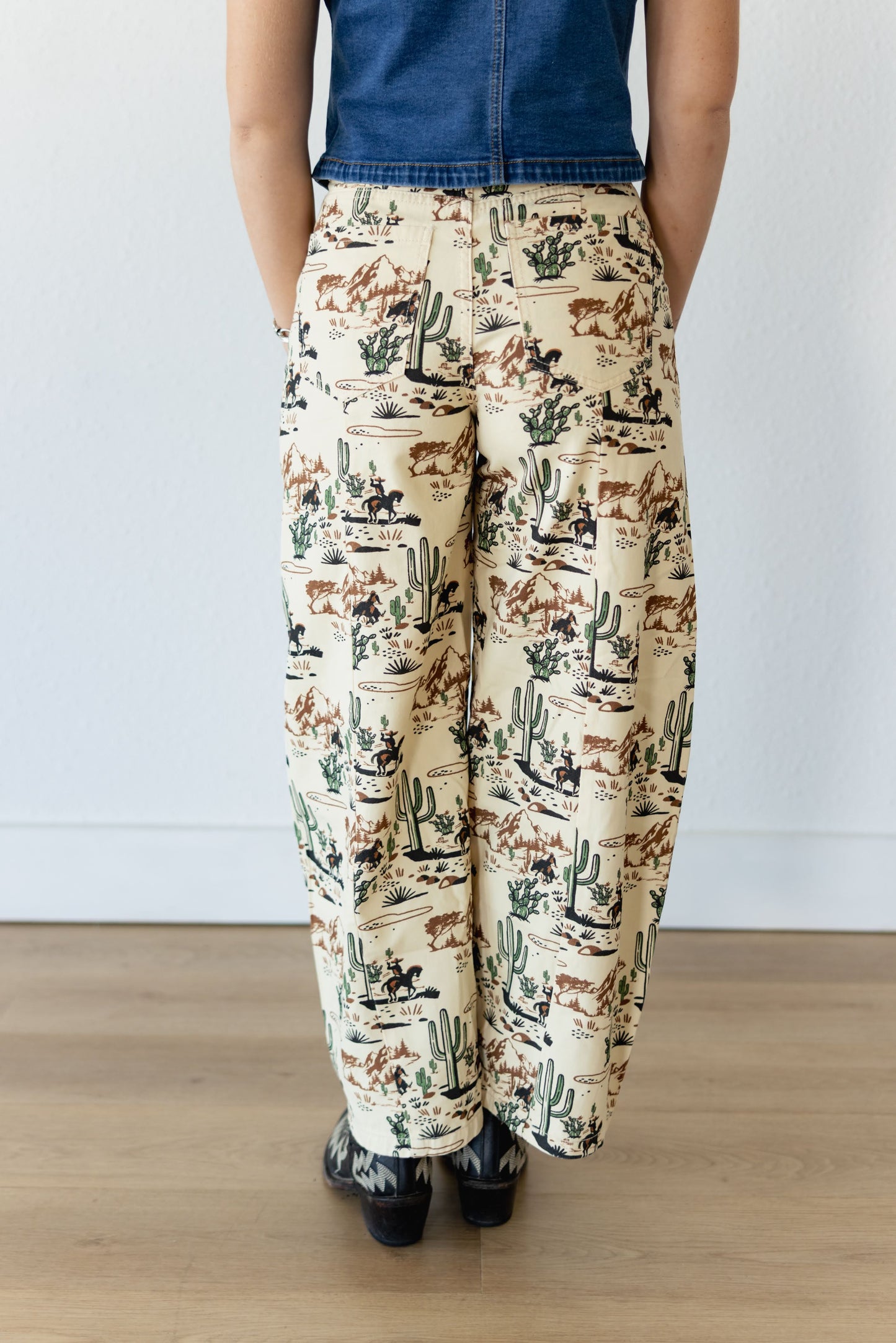 TH61 S366 COWBOY CACTUS WIDE LEGGED JEAN (1 Piece)