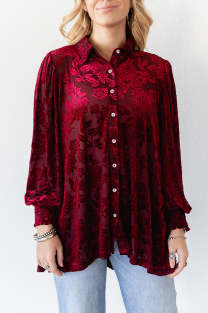 TH2776 WINE VELVET BOHO BLOUSE TH24 (7 Piece)