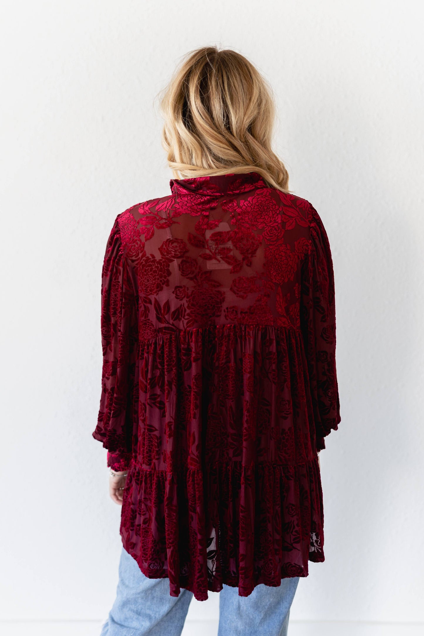 TH2776 WINE VELVET BOHO BLOUSE TH24 (7 Piece)