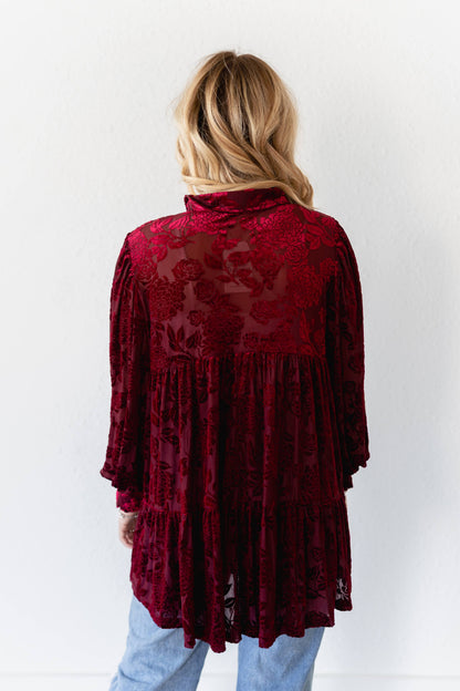 TH2776 WINE VELVET BOHO BLOUSE TH24 (7 Piece)