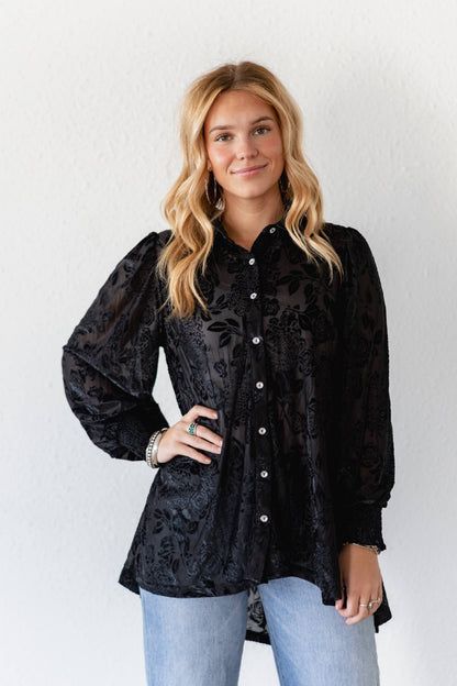 TH2776 BLACK VELVET BOHO BLOUSE (7 Piece)