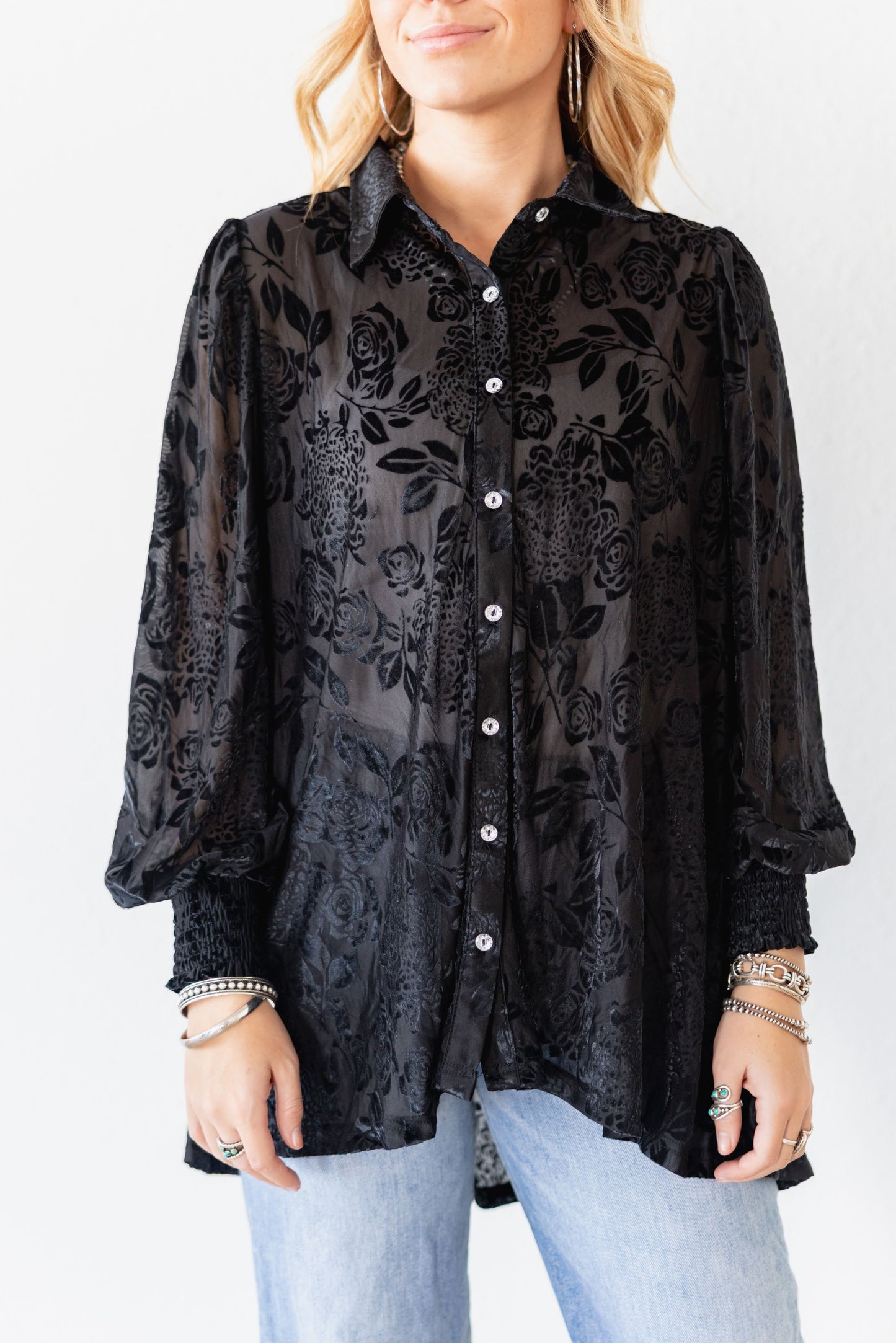 TH2776 BLACK VELVET BOHO BLOUSE (7 Piece)
