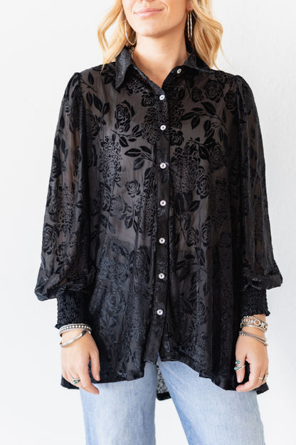 TH2776 BLACK VELVET BOHO BLOUSE (7 Piece)