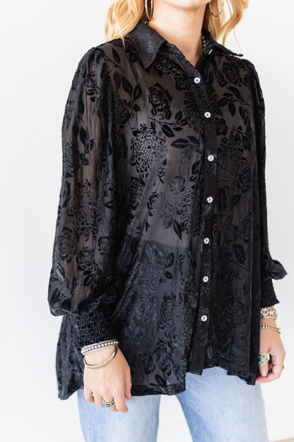 TH2776 BLACK VELVET BOHO BLOUSE (7 Piece)