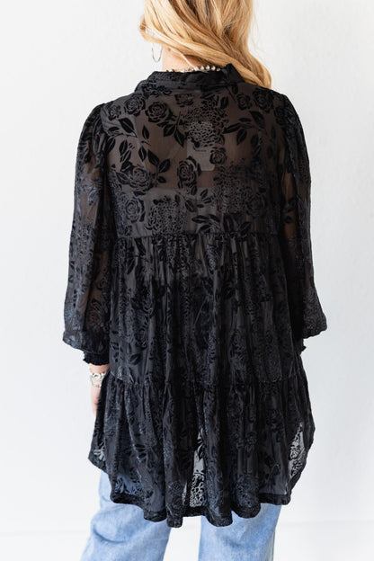 TH2776 BLACK VELVET BOHO BLOUSE (7 Piece)