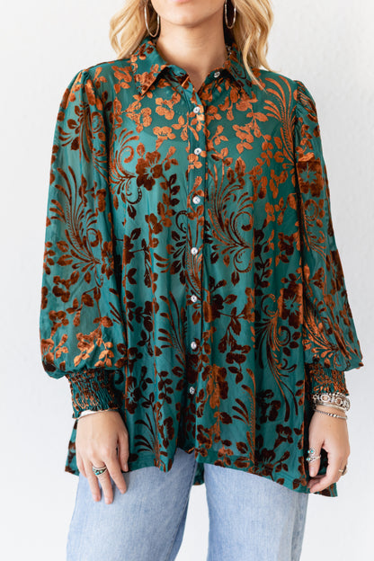 TH2776 TURQUOISE VELVET BOHO BLOUSE (7 Piece)