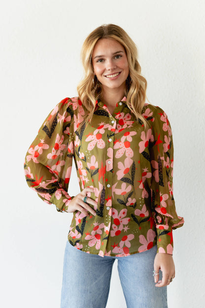 TH11 DOT FLOWER  BLOUSE (7 Pieces)