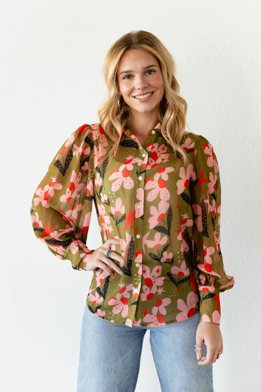 TH11 DOT FLOWER  BLOUSE (7 Pieces)