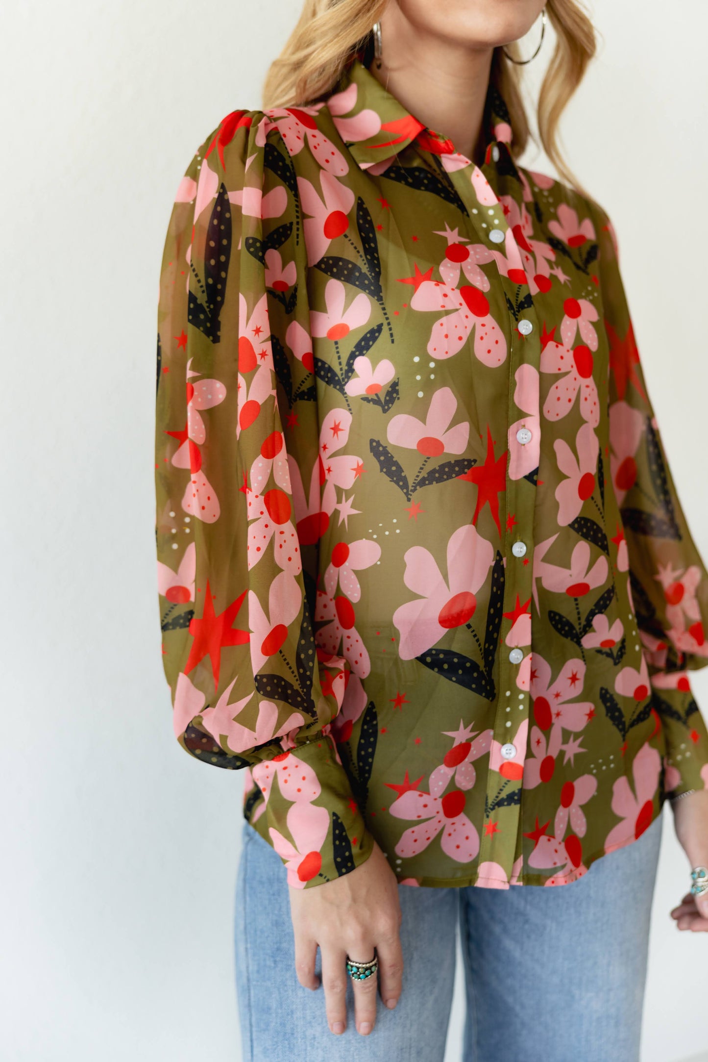 TH11 DOT FLOWER  BLOUSE (7 Pieces)