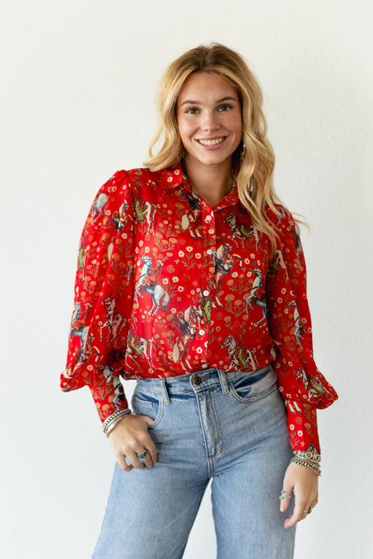 TH11 RED COWBOY BLOUSE  (7 Pieces)