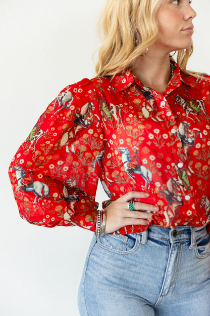 TH11 RED COWBOY BLOUSE  (7 Pieces)