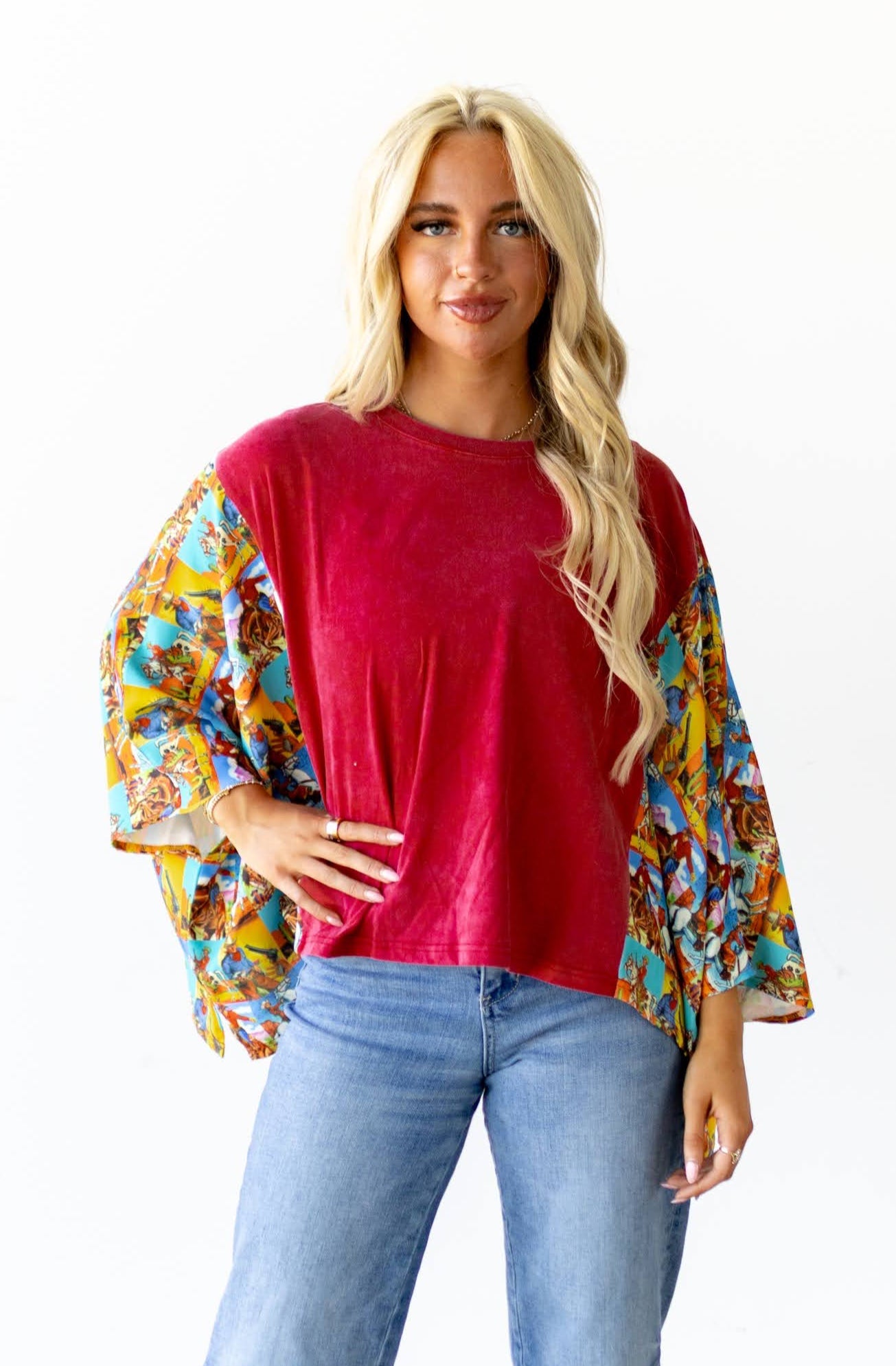 JD102 SLEEVED TEE - RED POPART