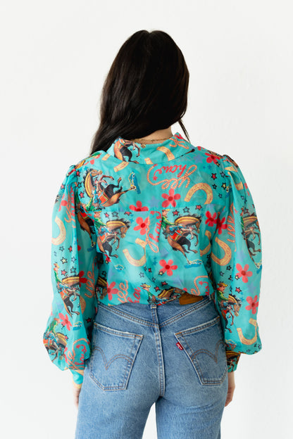 TH11 TURQUOISE YEEHAW BLOUSE (7 Pieces)