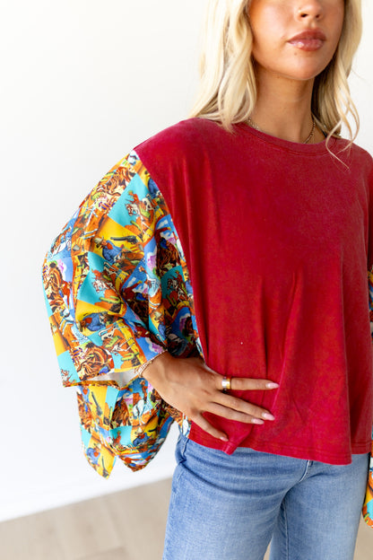 JD102 SLEEVED TEE - RED POPART