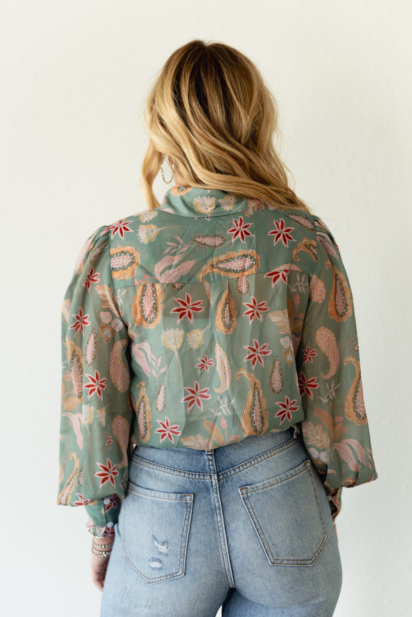 TH11 SAGE PAISLEY BLOUSE  (7 Pieces)