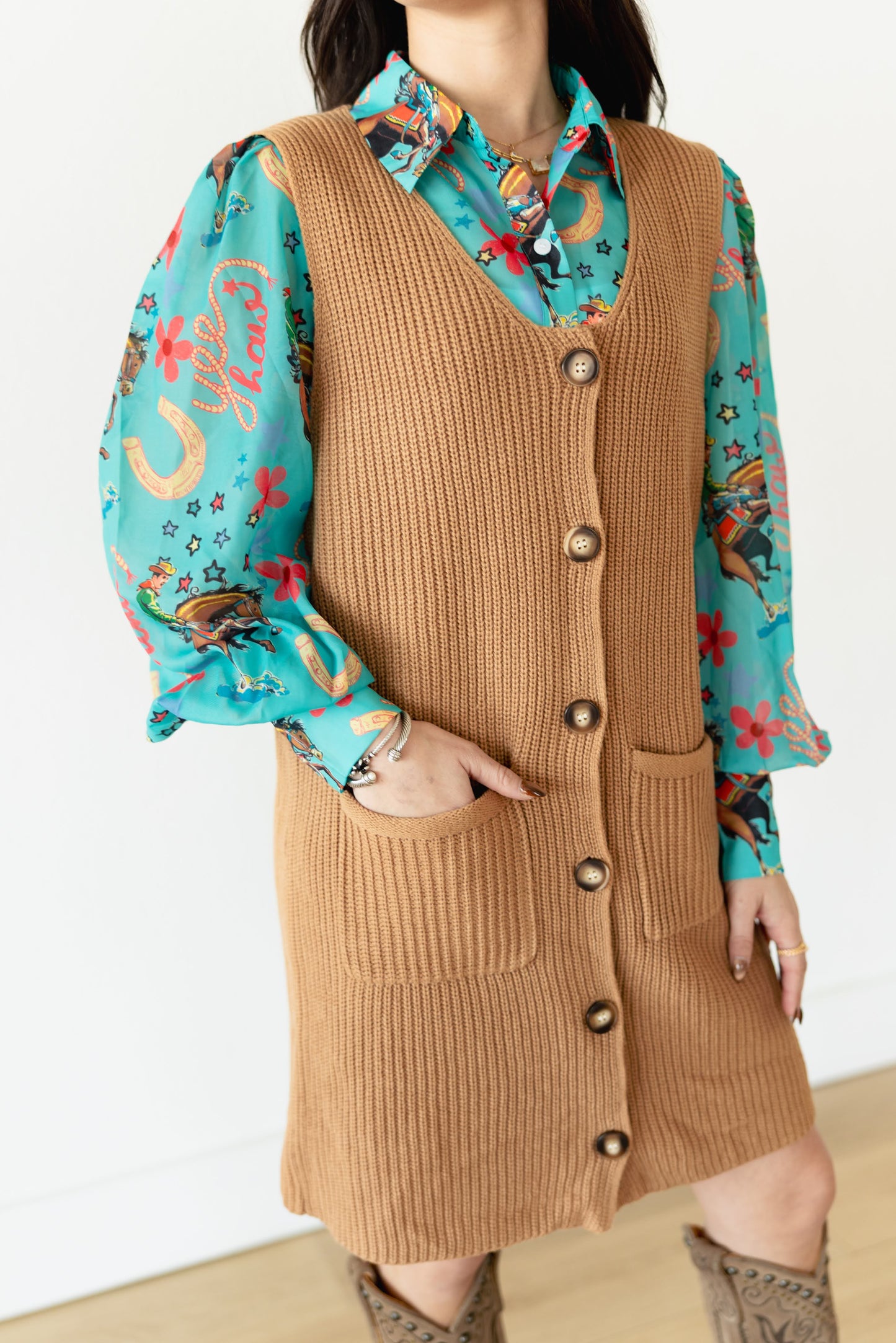 TH48 BUTTON DOWN SWEATER DRESS(7 Pieces)