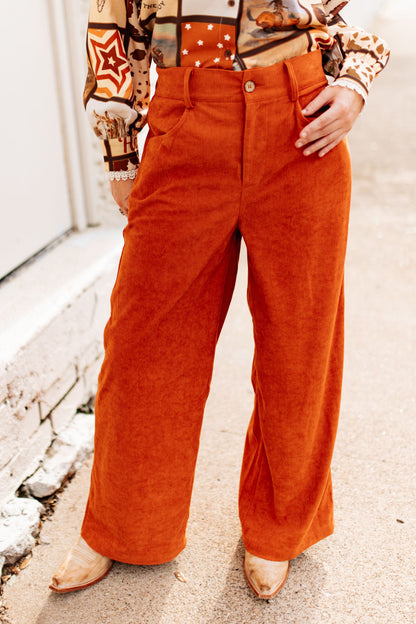 TH225 RUST CORDUROY WIDDED LEGGED CROPPED TROUSER PANT( 7 Piece)