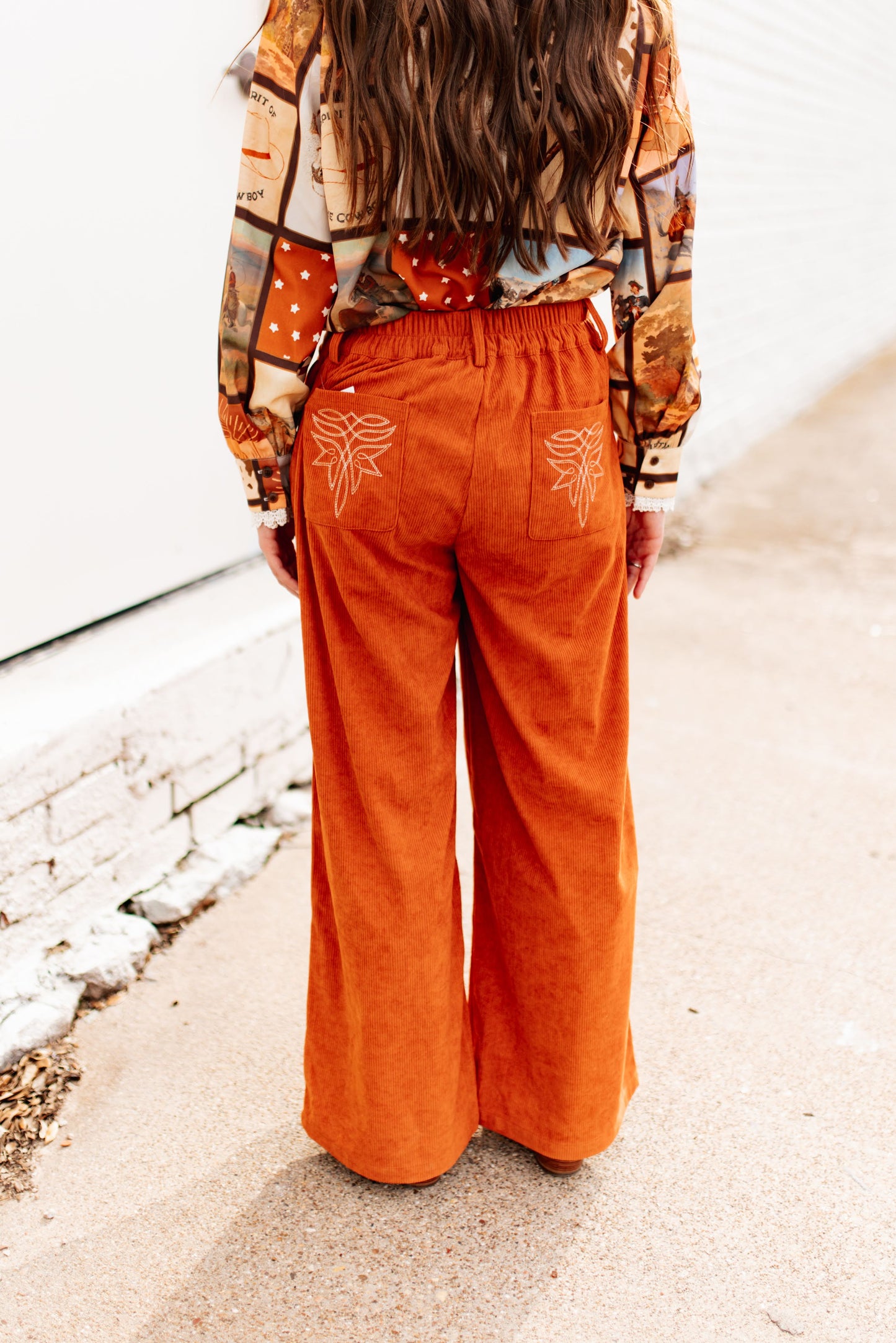 TH225 RUST CORDUROY WIDDED LEGGED CROPPED TROUSER PANT( 7 Piece)
